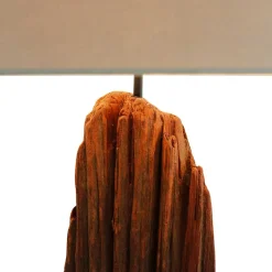 Stehlampe mit Stoffschirm und Treibholz Stele - Duvianco