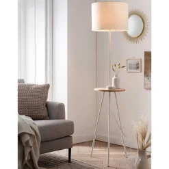 Stehleuchte mit Ablagetisch aus Holz & Metall - Progressive