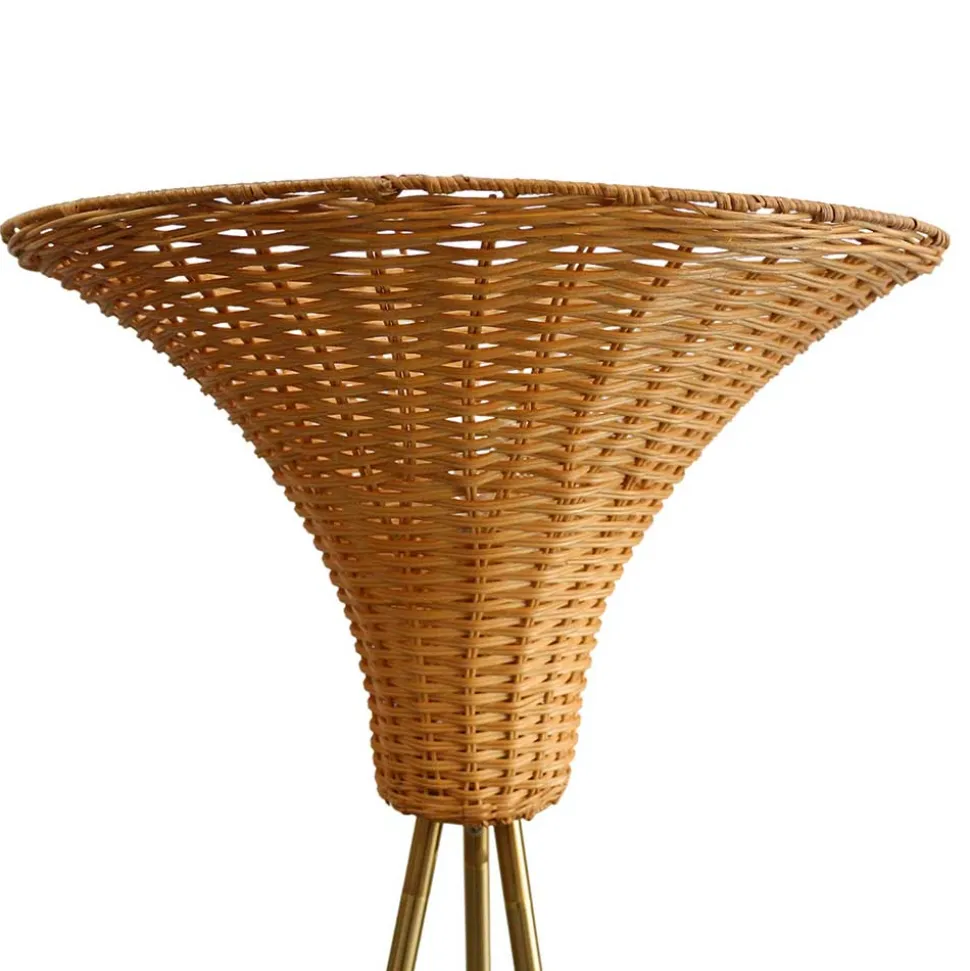 Stehleuchte mit Geflechtschirm Rattan - Alexandre