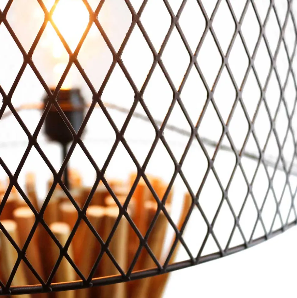 Stehleuchte mit Gitterschirm und Treibholz Fuß - Pamela