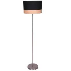 Stehleuchte mit Schirm in Schwarz & Holzoptik - New Orleans