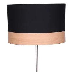 Stehleuchte mit Schirm in Schwarz & Holzoptik - New Orleans