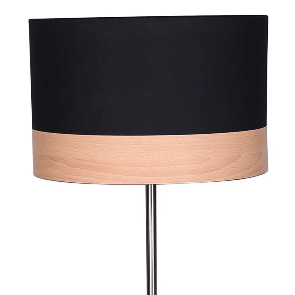 Stehleuchte mit Schirm in Schwarz & Holzoptik - New Orleans