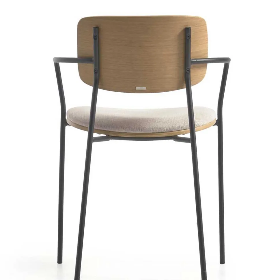 Stühle in Eiche & Beige & Schwarz - Salute (4er Set)