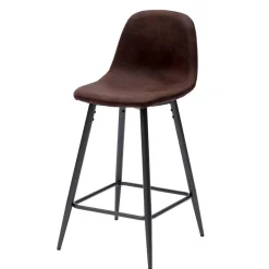 Stilvoller Barhocker mit Schalensitz Creditana Kunstleder Vintage Braun (2er Set)