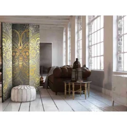 Stilvoller Paravent in Gold Grau - Mataral