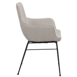 Stoff Armlehnenstuhl in Hellgrau - Jackon (2er Set)