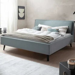 Stoff Bett in Hellblau mit Schwarz - Longli