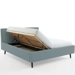 Stoff Bett in Hellblau mit Schwarz - Longli