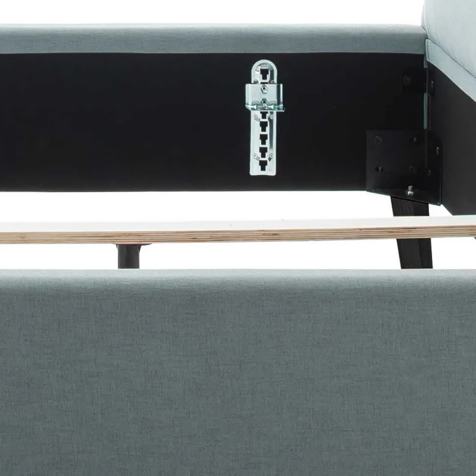 Stoff Bett in Hellblau mit Schwarz - Longli