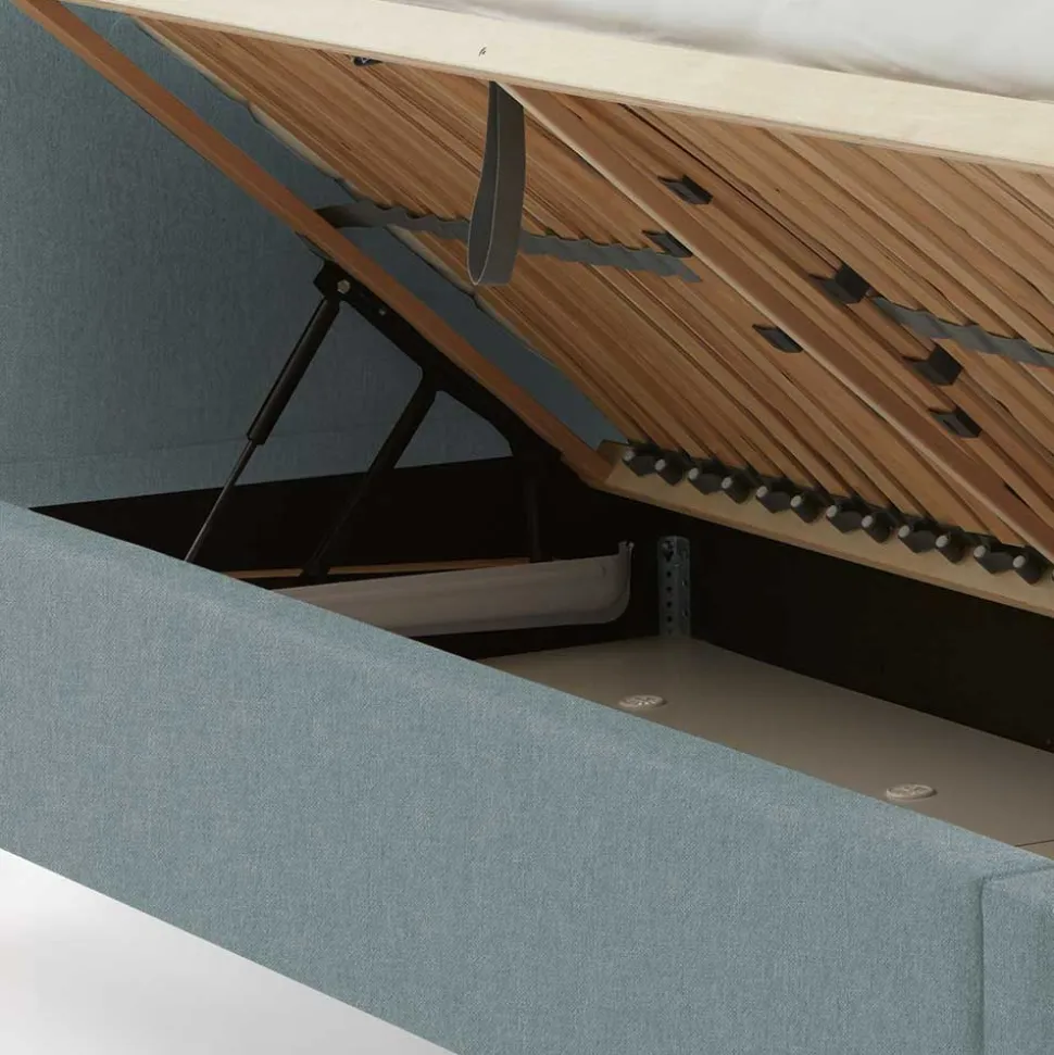 Stoff Bett in Hellblau mit Schwarz - Longli