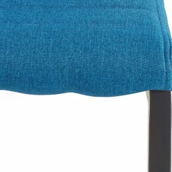 Stoff Freischwinger Stuhl in Petrol Blau - Isakina (2er Set)