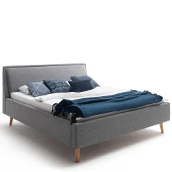 Stoffbett im Skandinavischen Stil in Grau - Cepter