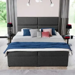 Stoffbett in Dunkelgrau mit Stauraum - Detroit