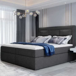 Stoffbett mit Stauraum in Dunkelgrau - Pastolora
