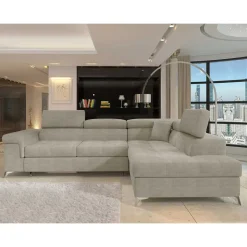 Stoffcouch mit Bettfunktion in Taupe - Moglesia