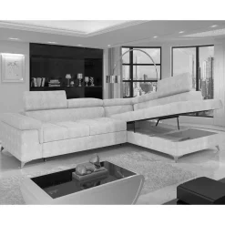 Stoffcouch mit Bettfunktion in Taupe - Moglesia