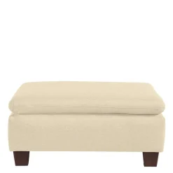 Stoffhocker in Beige mit Nussbaum Braun - Nando