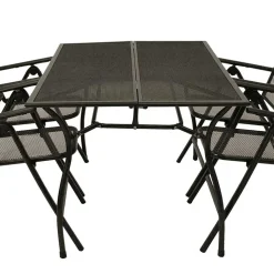 Streckmetall Gartentisch mit 4 Klappstühlen - Postumo (fünfteilig)