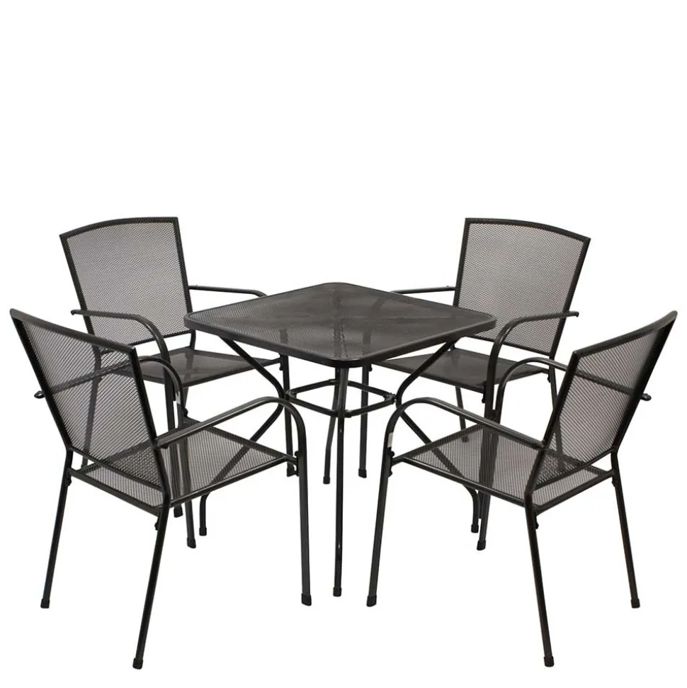 Streckmetall Tischgruppe in Anthrazit - Comanos (fünfteilig)