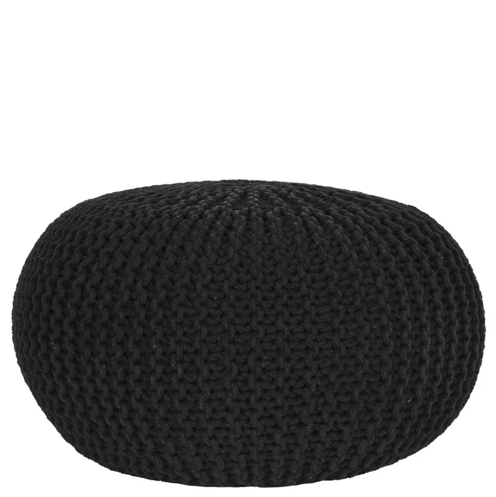 Strickstoff Pouf in Schwarz - Selvas