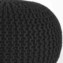 Strickstoff Pouf in Schwarz - Selvas