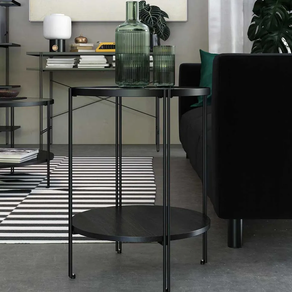 Strukturglas Beistelltisch mit Linienstruktur - Pluggia