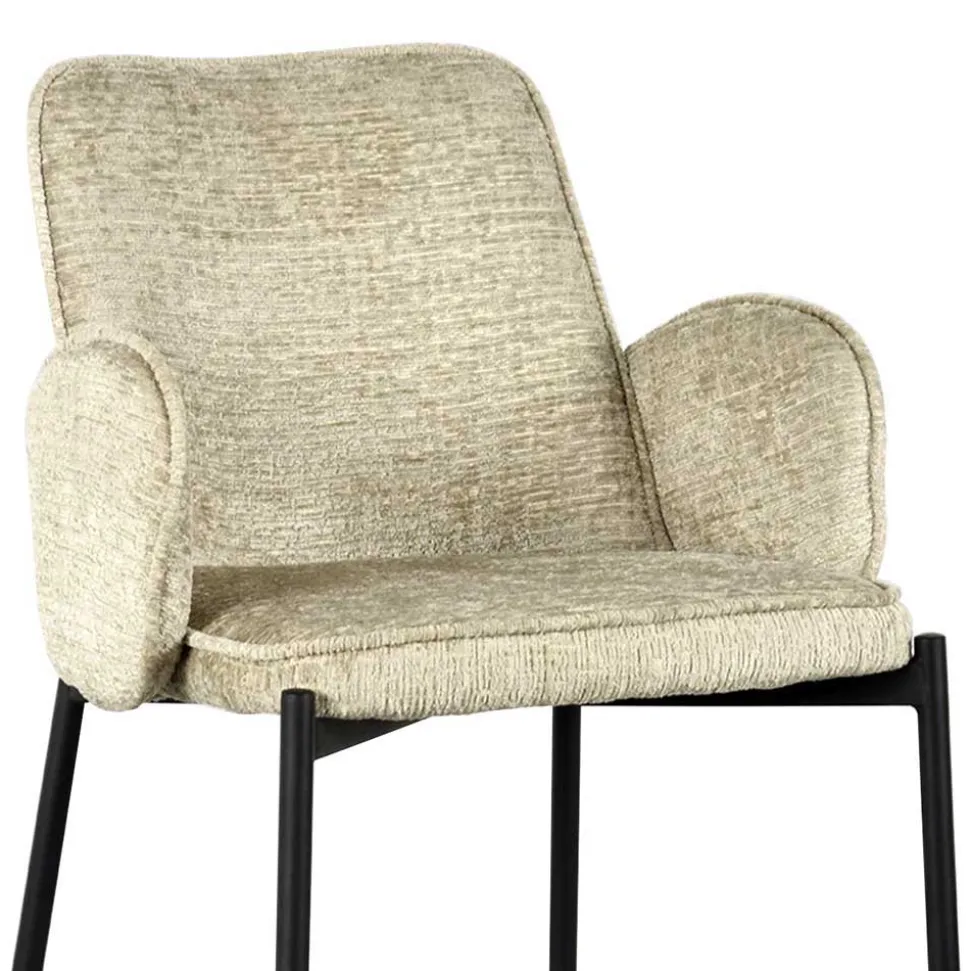 Struktursamt Polsterstuhl in Beige - Celona (2er Set)