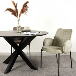 Struktursamt Polsterstuhl in Beige - Celona (2er Set)