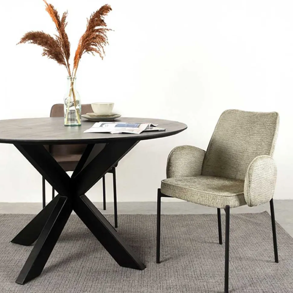 Struktursamt Polsterstuhl in Beige - Celona (2er Set)