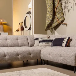 Strukturstoff Eckcouch in Hellbraun - Hyponios