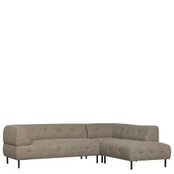 Strukturstoff Eckcouch in Hellbraun - Hyponios