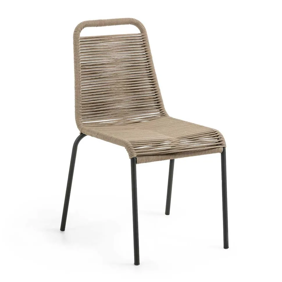 Stuhl aus Kordelgeflecht in Hellbraun - Fedora (4er Set)