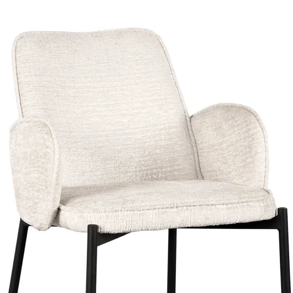 Stuhl in Cremeweiß Struktursamt - Propanja (2er Set)