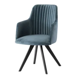 Stuhl mit Armlehnen in Blau Webstoff - Romance