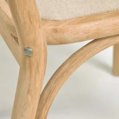 Stuhl mit Wiener Geflecht & Stoffsitz Beige - Fiorenza (2er Set)