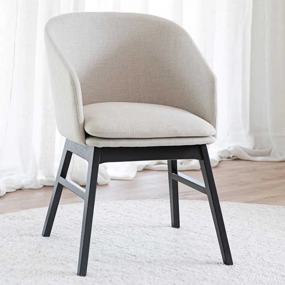 Stylischer Armlehnenstuhl in Beige - Cacamp (2er Set)