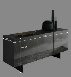 Stylisches Sideboard mit Spiegel Front in Rauchgrau - Odangelo