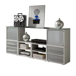 Stylisches Stauraum Möbel in Weiß & Silber - Imtrador