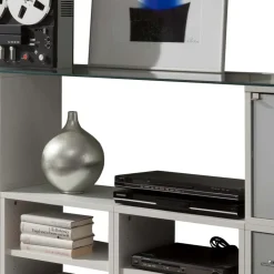 Stylisches Stauraum Möbel in Weiß & Silber - Imtrador