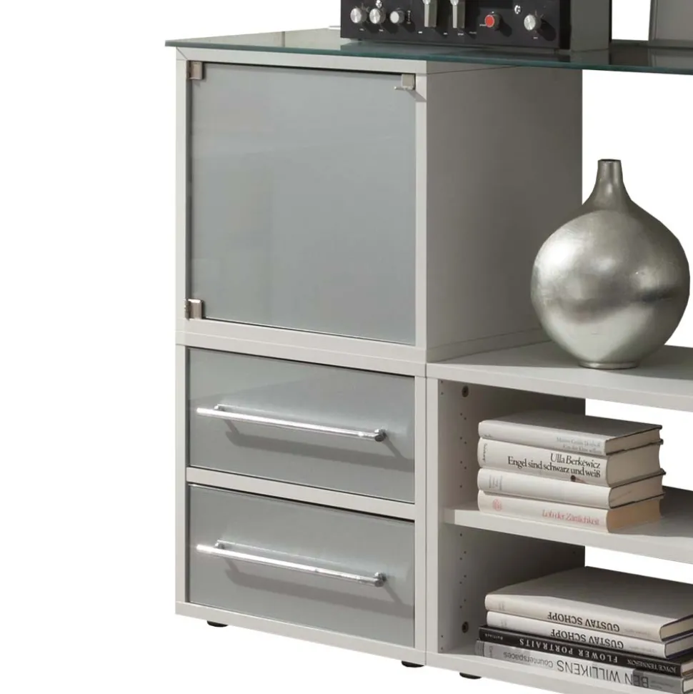 Stylisches Stauraum Möbel in Weiß & Silber - Imtrador