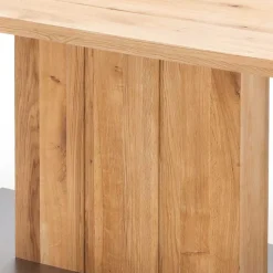 Säulen Esstisch mit Balkeneiche Powera & Bodenplatte mit Metall Mantel