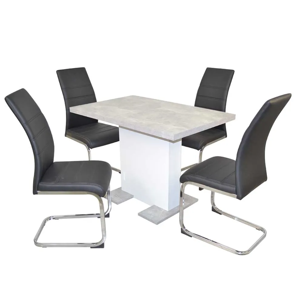 Säulentisch & Schwingstühle Kombi - Bogna (fünfteilig)