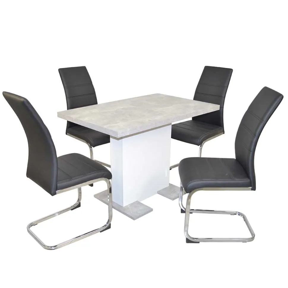 Säulentisch & Schwingstühle Kombi - Bogna (fünfteilig)