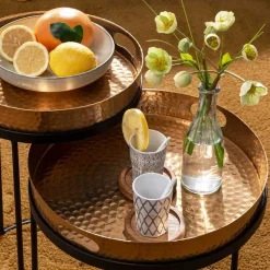 Tablett Beistelltische in Gold - Jucaras (zweiteilig)