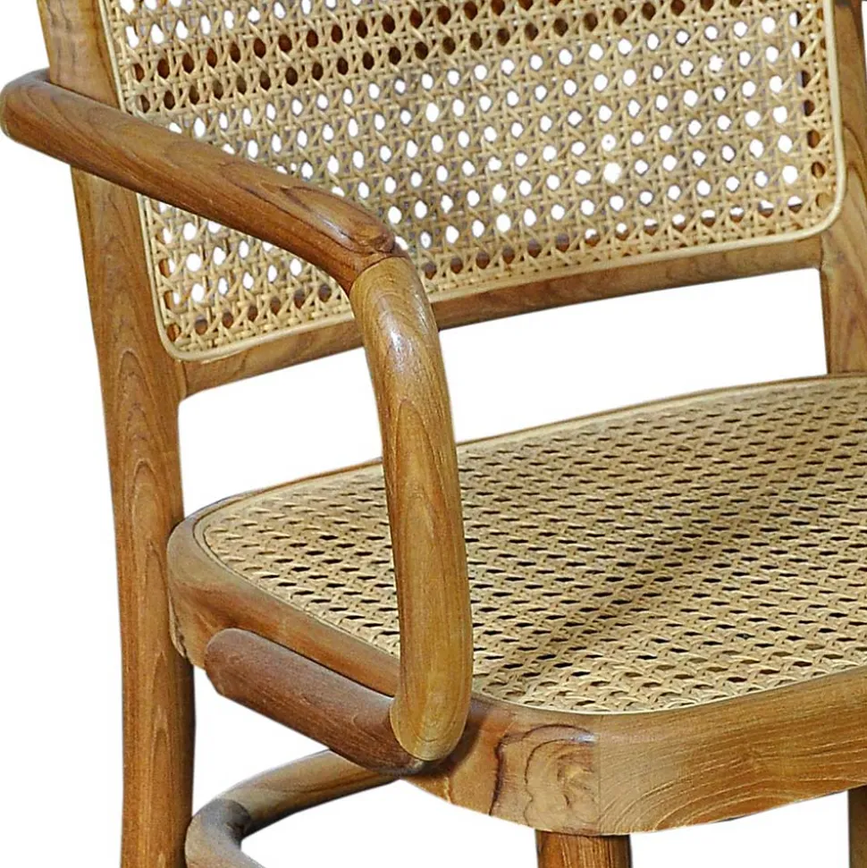Teak Armlehnenstuhl mit Wiener Geflecht - Crasidio