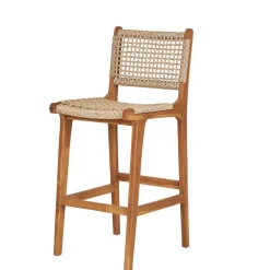 Teak Barstühle mit Kordelgeflecht - Merlan