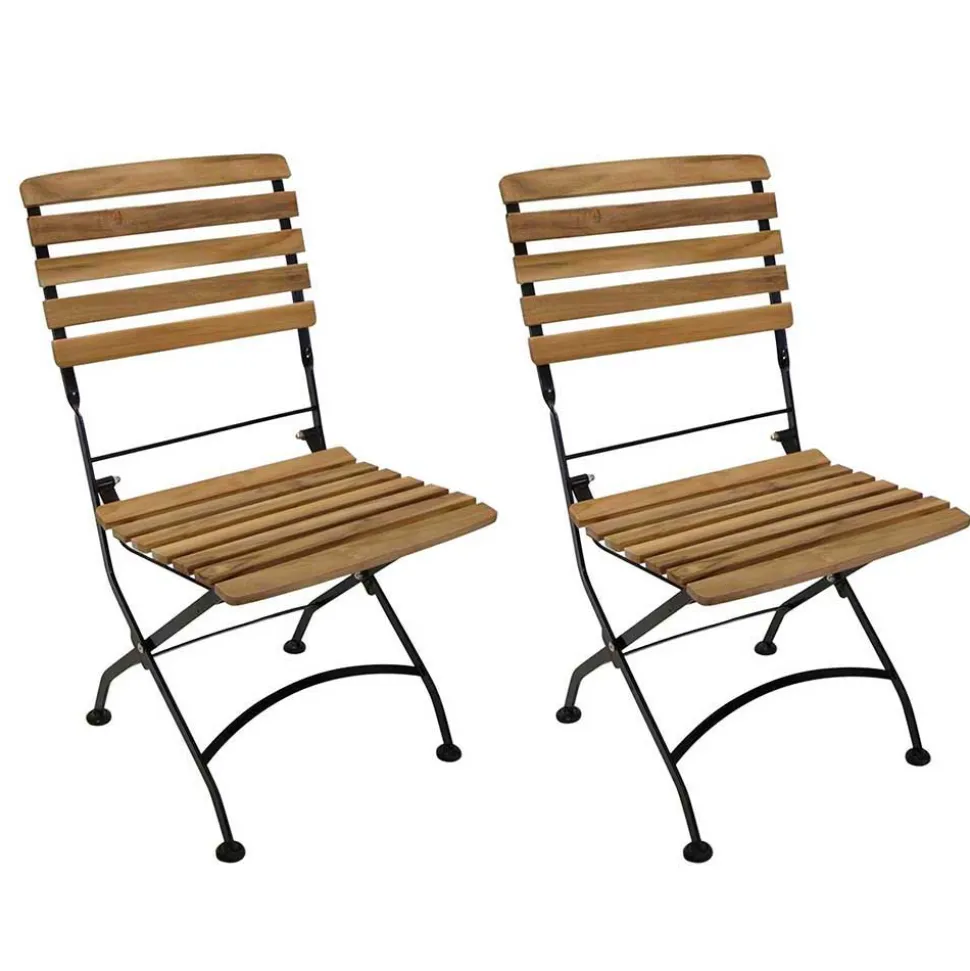 Teak Biergartenstühle klappbar - Middle (2er Set)