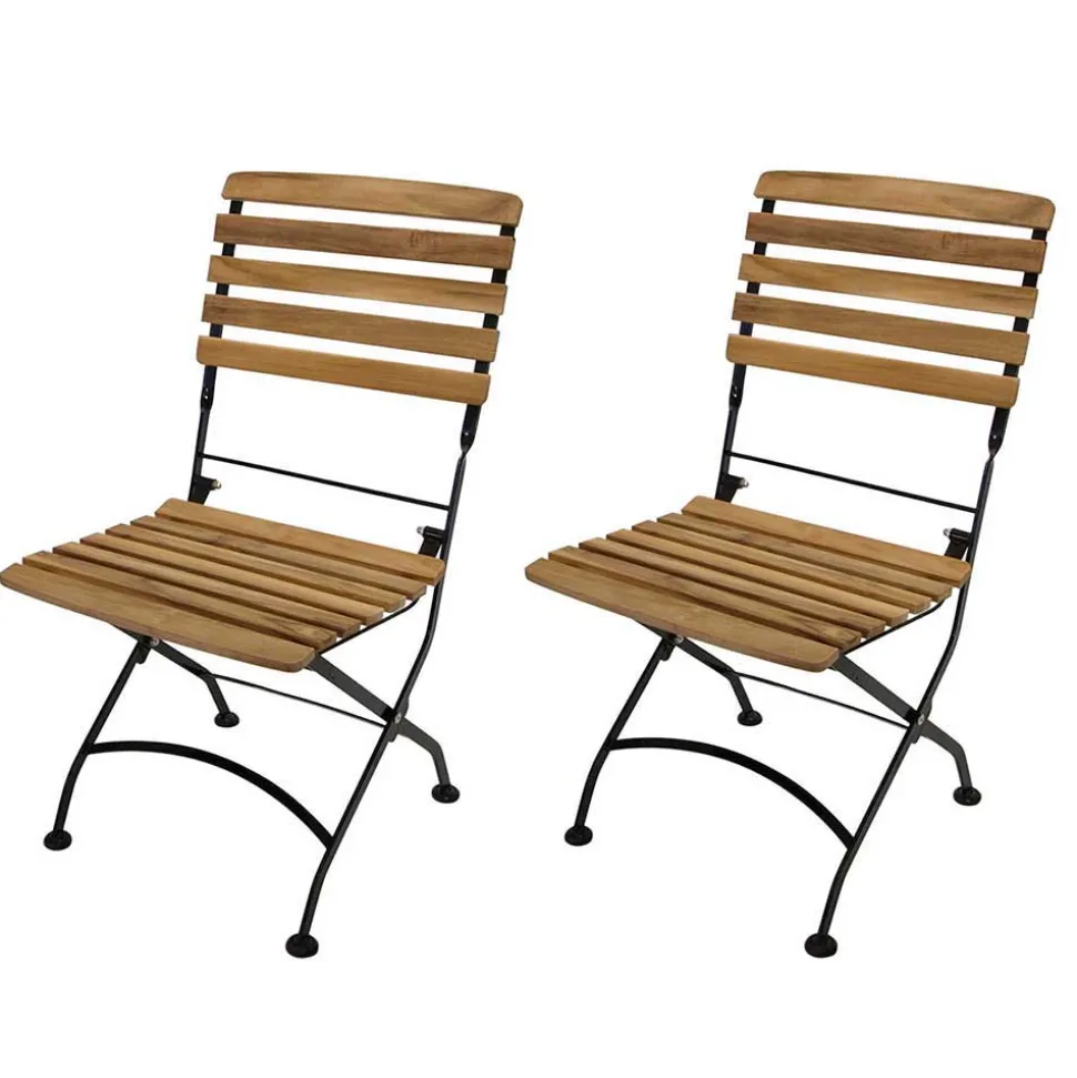 Teak Biergartenstühle klappbar - Middle (2er Set)