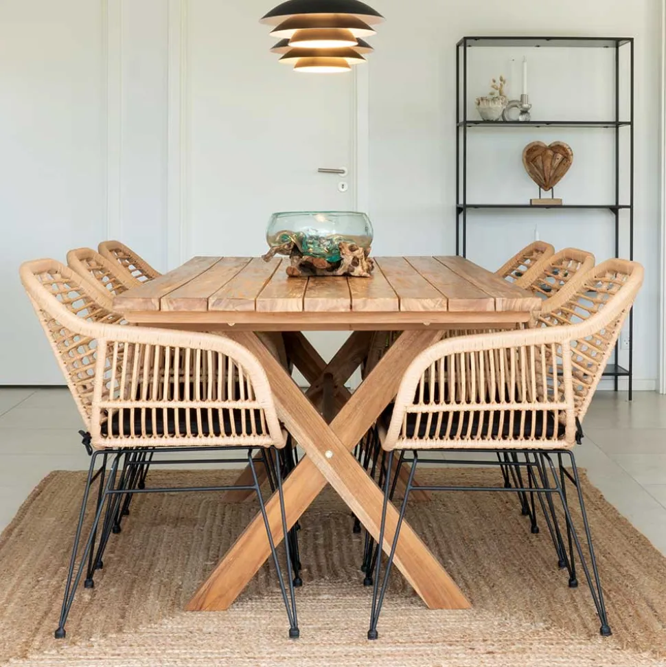 Teak Recyclingholz Esstisch & Stühle - Placer (siebenteilig)